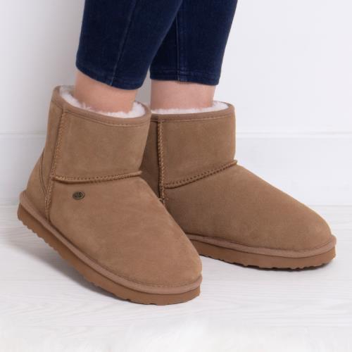 Ladies Mini Classic Sheepskin Boots Chestnut